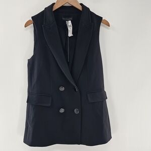 House of Harlow 1960 Black  Sleeveless Double Breasted Vest Blazer Women Medium
